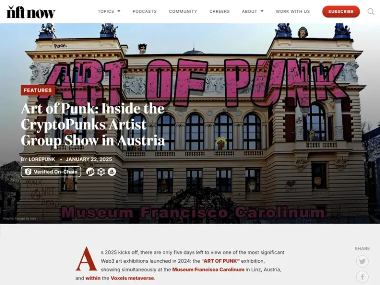 NFTnow Feature of the Art of Punk Group Exhibition