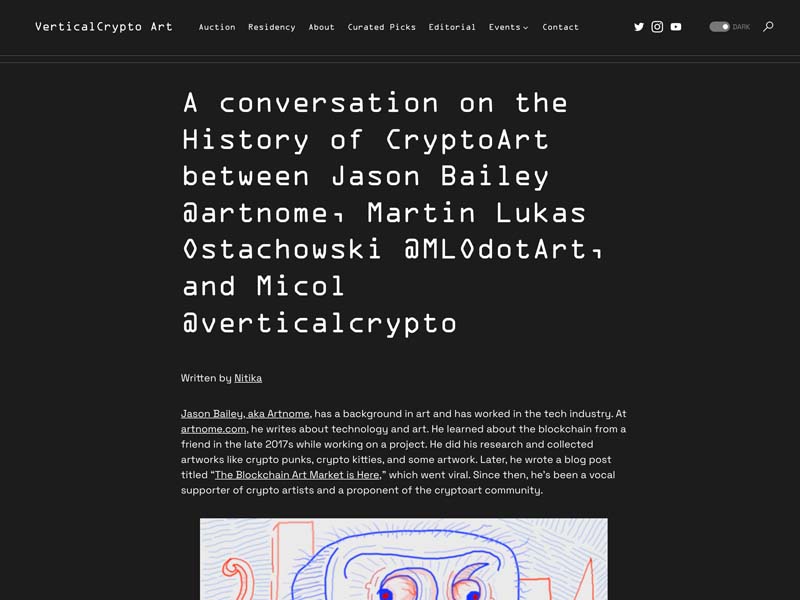 A conversation on the History of Crypto Art with Jason Bailey (Artnome) and Micol (Vertical Crypto Art)