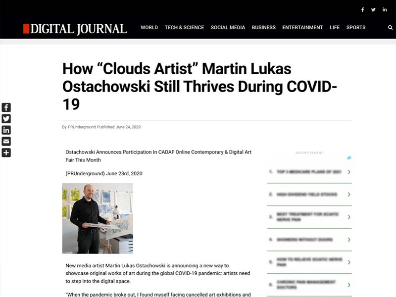 Digital Journal How Cloud Artist Martin Lukas Ostachowski Strill Thrives during Covid 19