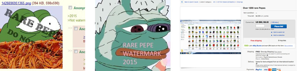 First Occurrences of Watermarked Rare Pepes and the Pepe Meme Auction on ebay