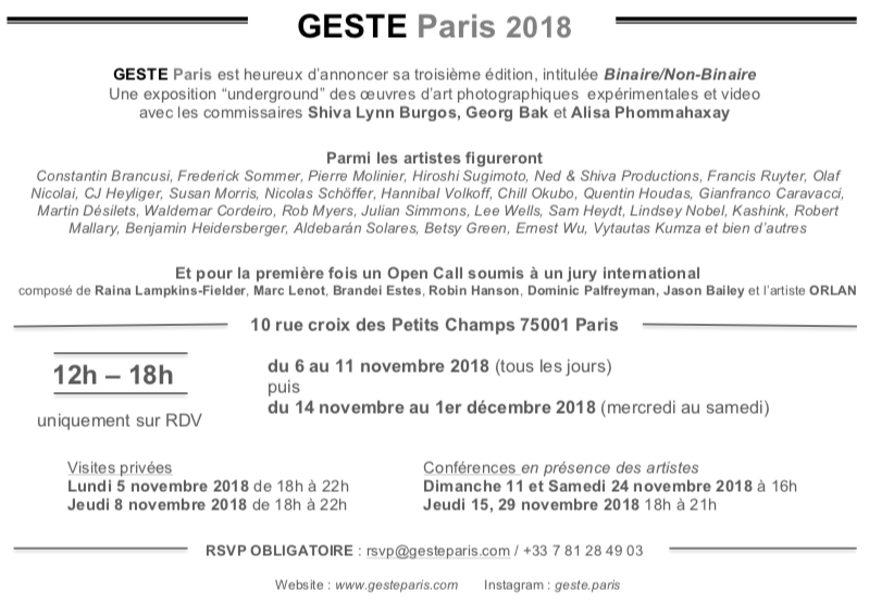 Geste Paris exposition de groupe Binaire / Non-Binaire