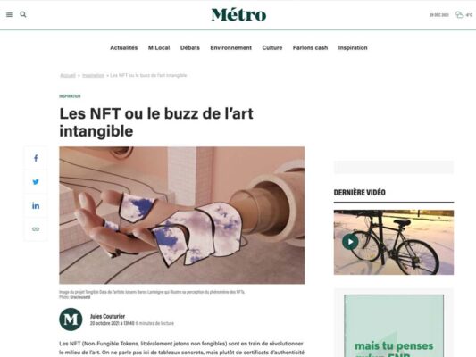 Metro Journal Les NFT ou le buzz de lart intangible