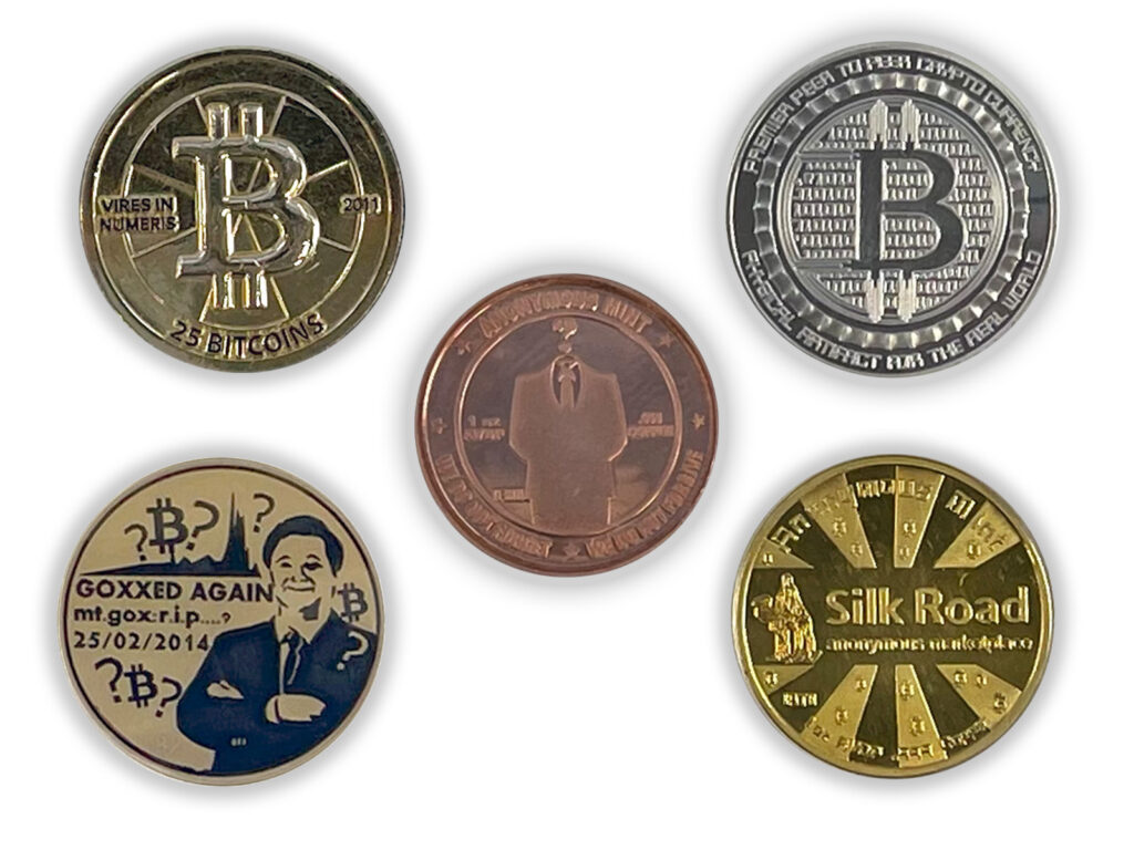 Casascius Physical Bitcoin: Series 1 25BTC (2011), Anonymous Mints: Anonymous (2017), Anonymous Mints: Guardian (2017), Anarcoins: Goxxed For the Last Time Plated (2015), Anonymous Mints: Silk Road (2017) - What is Crypto Art? A Comprehensive Framework Casascius Physical Bitcoin: Series 1 25BTC (2011), Anonymous Mints: Anonymous (2017), Anonymous Mints: Guardian (2017), Anarcoins: Goxxed For the Last Time Plated (2015), Anonymous Mints: Silk Road (2017)