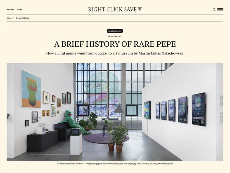 RickClickSave A Brief History of Rare Pepe by Martin Lukas Ostachowski