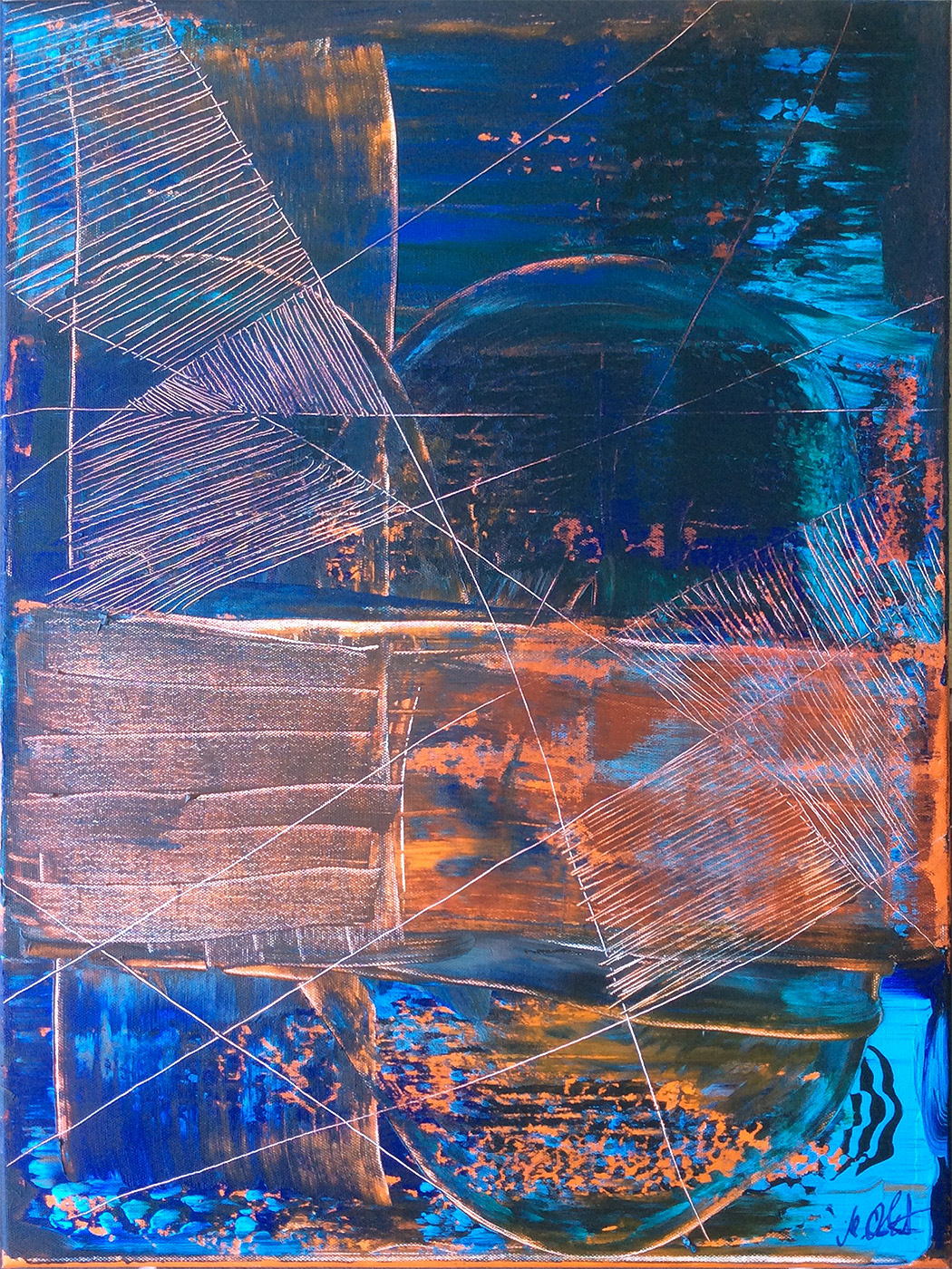 Universal Connections Crossed by Orange 18 x 24 in. / 45,7 x 61 cm Acrylics on canvas Martin Lukas Ostachowski