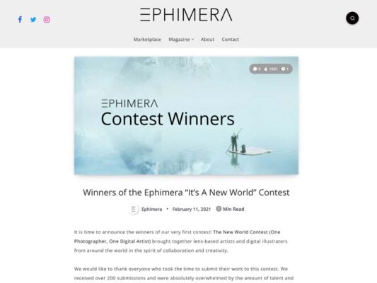 Winners of the Ephimera It's A New World Contest Announcement